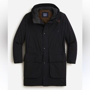 J. Crew Men’s Hull Hooded Jacket With Primaloft Down Parka Black Size Medium